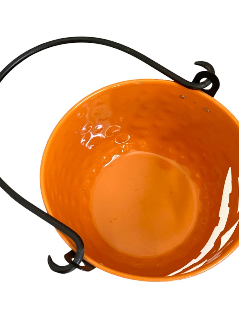 Orange Metal Jack-O'-Lantern Bucket with Black Handle - Picture 3 of 3